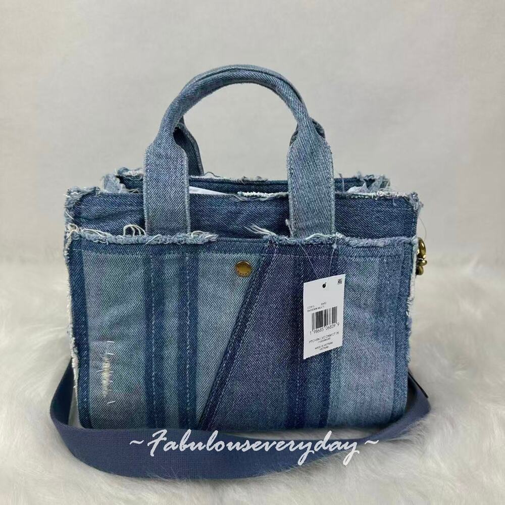 Coach Cargo Tote Bag 26 Crossbody With Repurposed Denim Patchwork CCX13 NWT - Picture 4 of 9